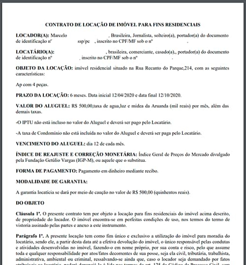 Modelo Contrato De Aluguel 3145